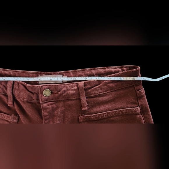 JUSTUSA~Maroon Wide Leg Denim Jeans~Raw Hem~size 10 - Picture 7 of 11